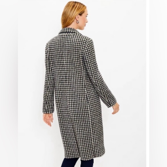 Loft Houndstooth Long Wool Blend Coat - Black & White - Picture 8 of 10